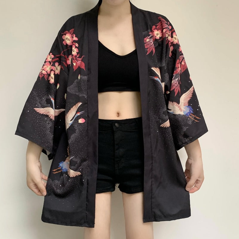 FreestyleCrown Unisex Japanese Ukiyoe Print Kimono