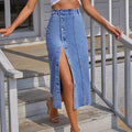 FreestyleCrown Womens Button Front Denim Midi Skirt