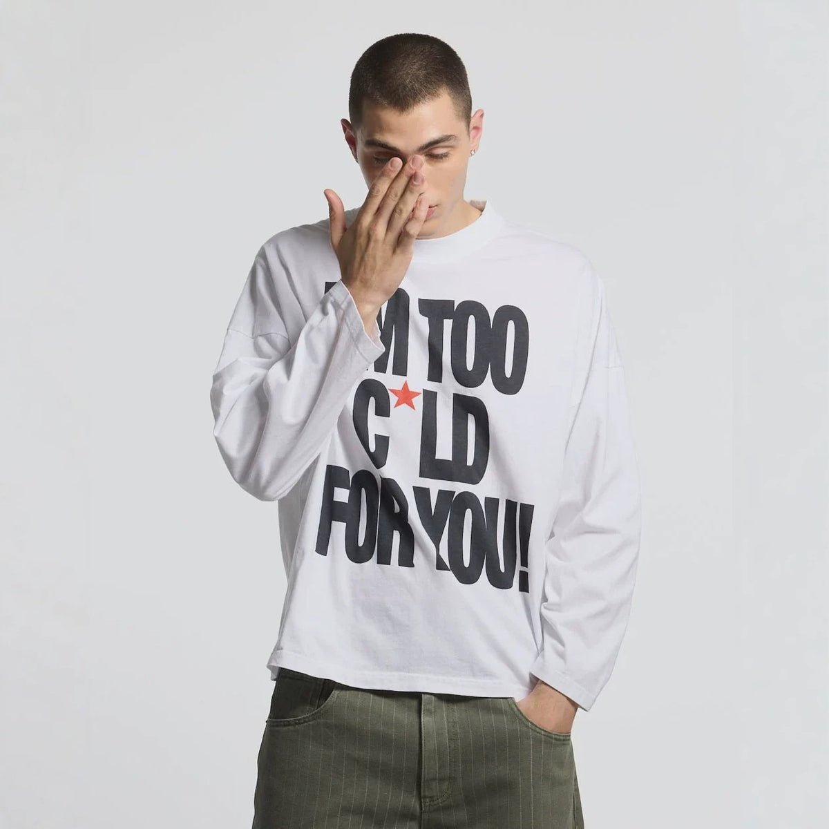 FreestyleCrown Mens Letter Print Long Sleeve Tee