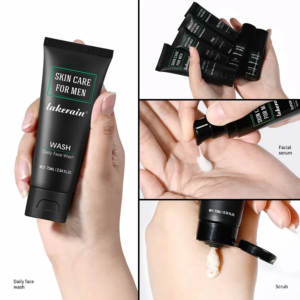 FreestyleCrown Men's Skin Care Kit - 3 in 1 Set with Face Wash, Moisturizing Cream & Eye Cream, Daily Anti-Aging & Oil Control Facial Treatment