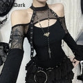 FreestyleCrown Black Mesh Off-Shoulder Top