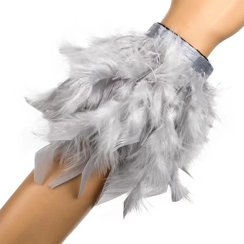 FreestyleCrown Colorful Feather Wristbands Popular Accessories Feather Cuff Decoration Dance Holiday Party Carnival Supplies Shooting Props