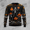 FreestyleCrown Skeleton Pumpkin Halloween Sweater