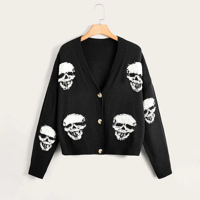 FreestyleCrown Skull Print Gothic Cardigan