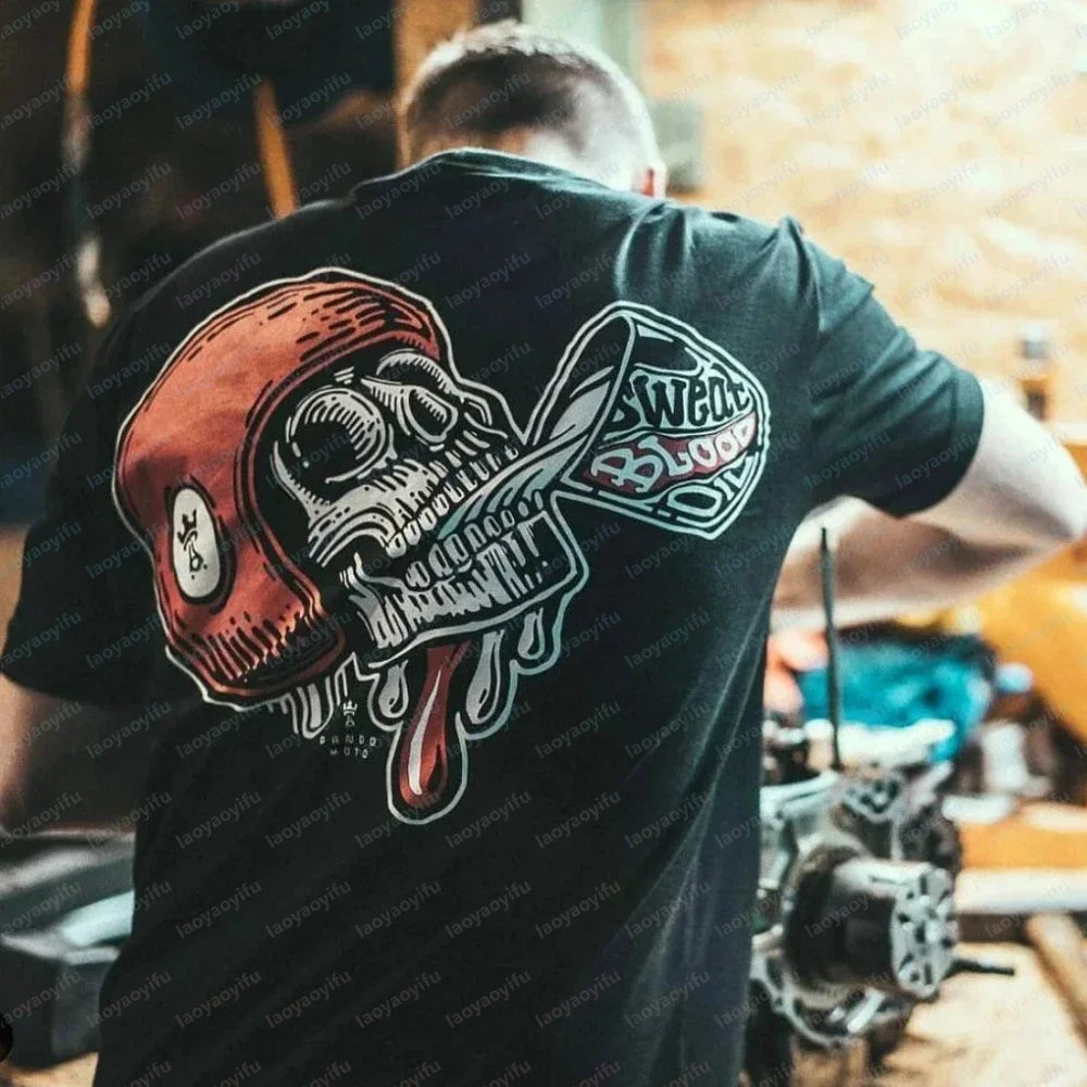 FreestyleCrown Biker Skull Beer Graphic Tee