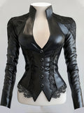 FreestyleCrown Leather Patchwork Gothic Blouse