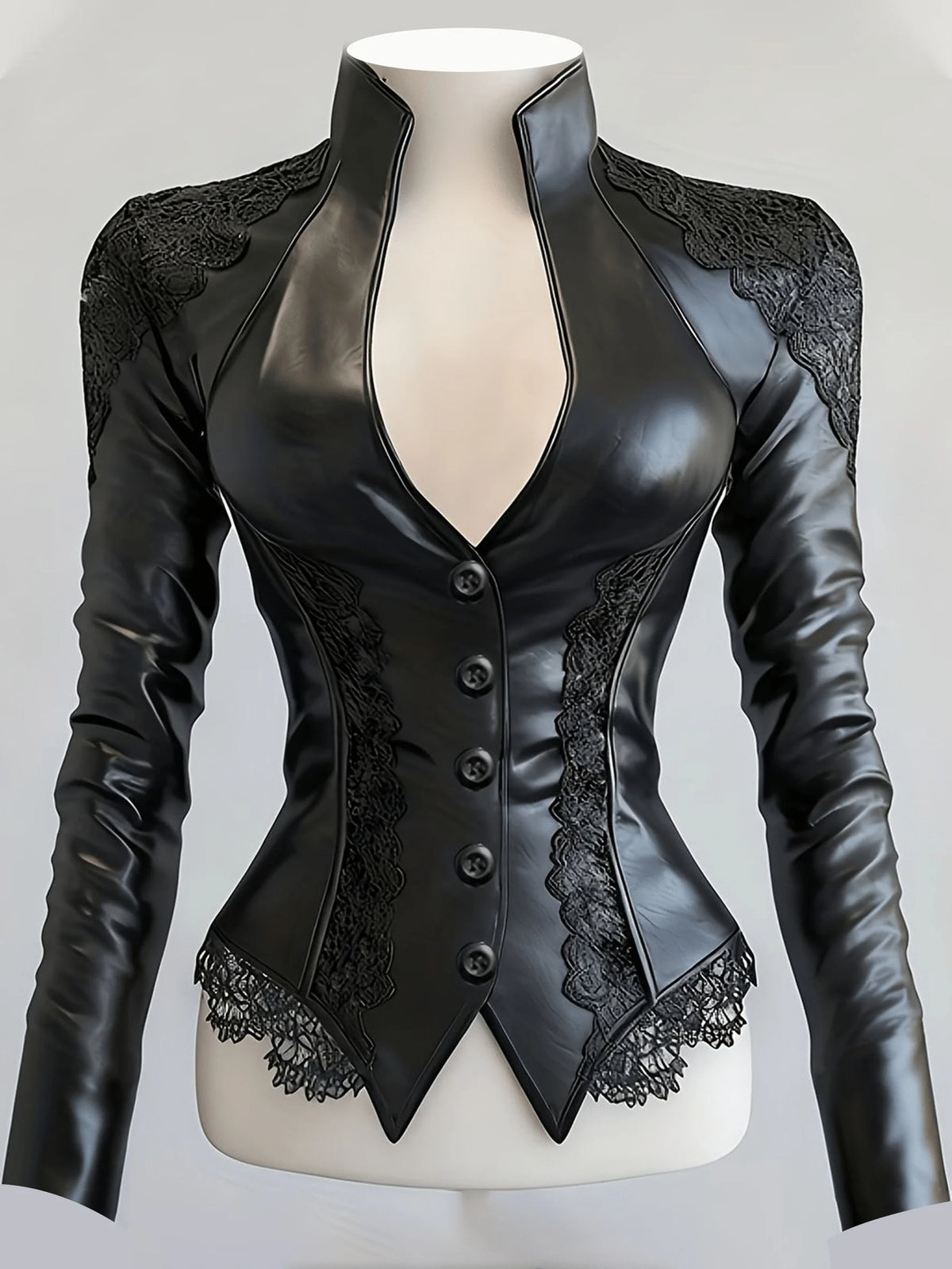 FreestyleCrown Leather Patchwork Gothic Blouse