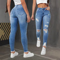 FreestyleCrown Womens Skinny Ripped Hole Jeans