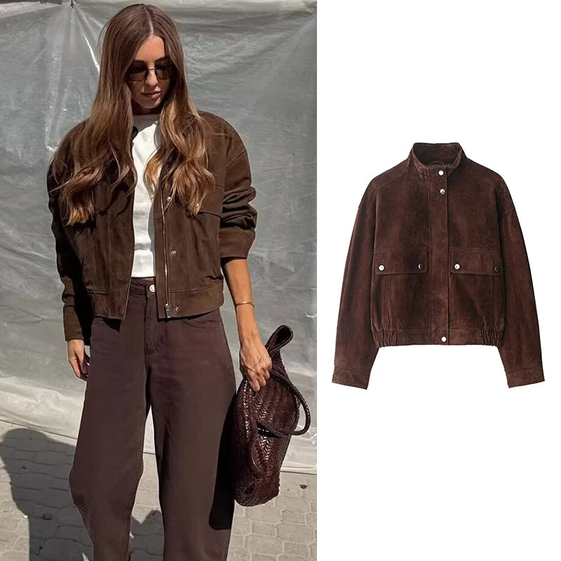 FreestyleCrown Womens Autumn Big Pocket Jacket