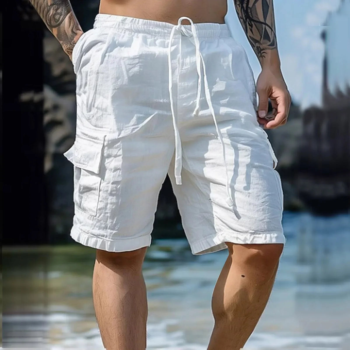 FreestyleCrown Men's White Cargo Shorts