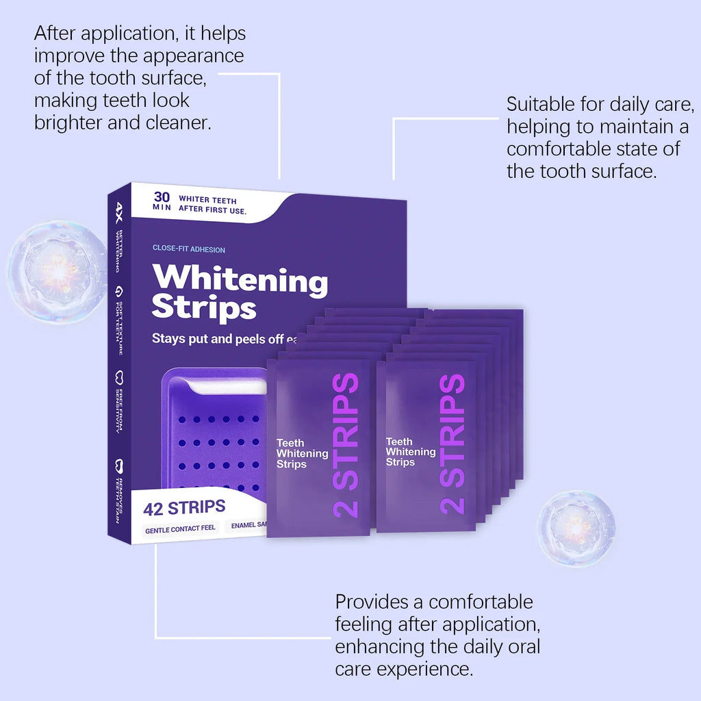 FreestyleCrown Purple Teeth Whitening Strips Improve Dental Yellowing Oral Cleaning Gel Teeth Bright Stain for Lasting Bright Smile