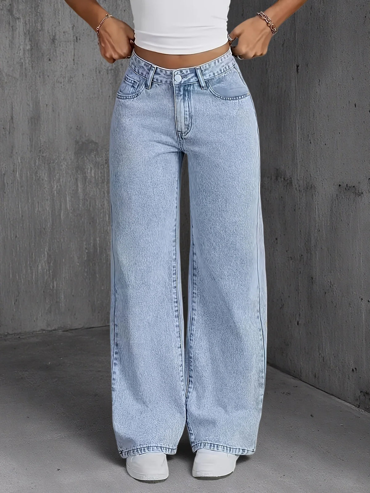 FreestyleCrown Womens Light Blue Wide Leg Jeans
