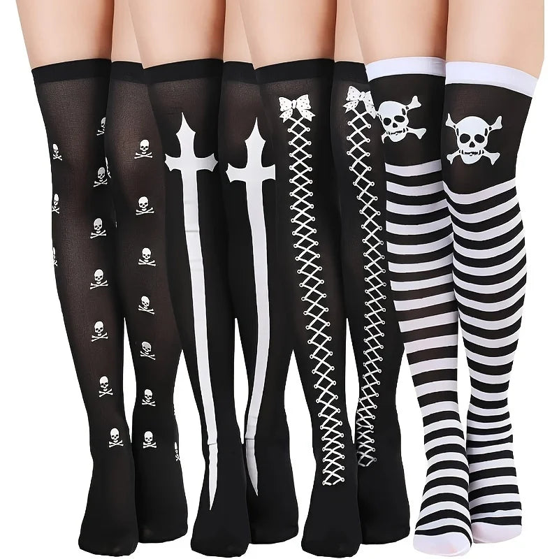 FreestyleCrown Skull Crossbone Striped Stockings 4-Pack