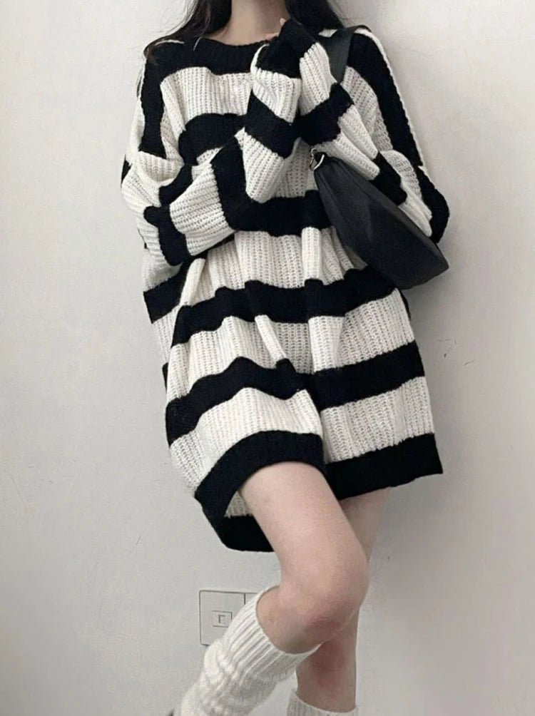 FreestyleCrown Y2K Striped Goth Jumper