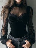 FreestyleCrown Lace Turtleneck Punk Blouse