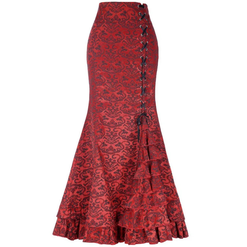 FreestyleCrown Vintage Gothic Fish Tail Long Skirt