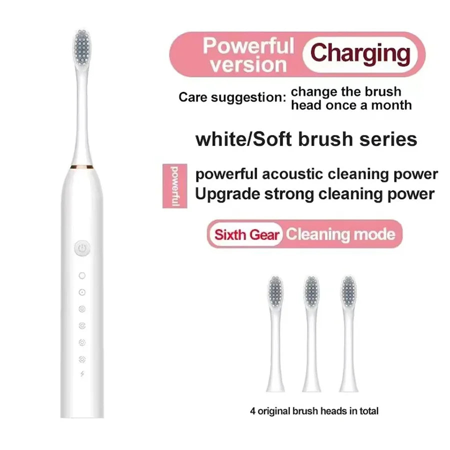 FreestyleCrown Electric Ultrasonic Toothbrush Six Speed Mode Home Soft Hair USB Charging Waterproof Adult Tooth Cleaner Automatic Couple Set-