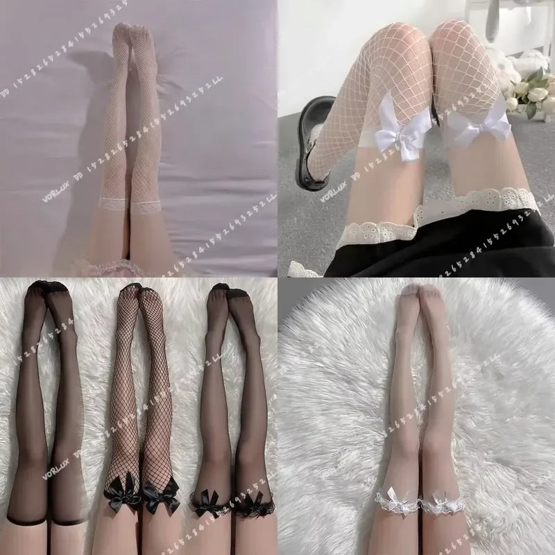 FreestyleCrown Bowknot Lace Overknee Socks