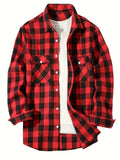 FreestyleCrown Mens Brushed Red Plaid Flannel