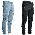 FreestyleCrown Mens Elastic Cargo Denim Jeans