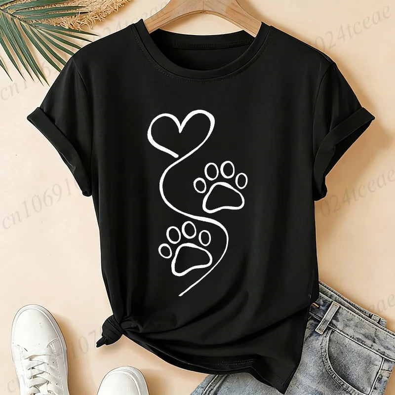 FreestyleCrown Womens Dog Paw Heart Tee