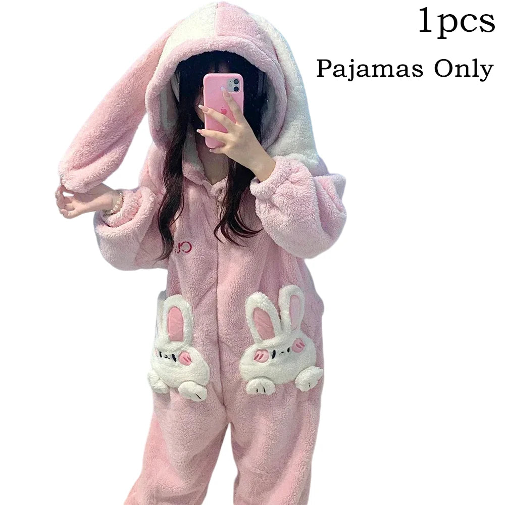 FreestyleCrown Adult Rabbit Coral Velvet Onesie