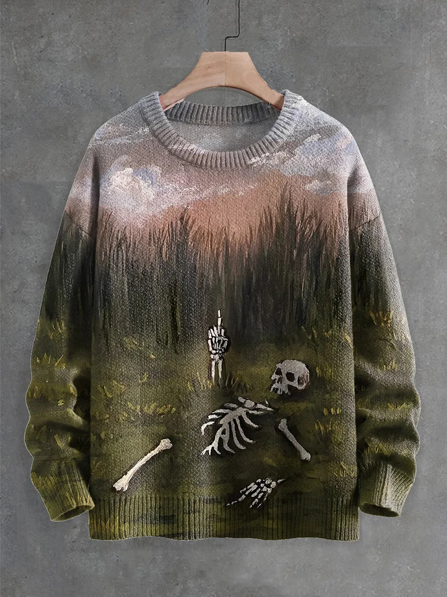 FreestyleCrown Skull Halloween 3D Knit Sweater