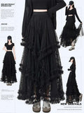FreestyleCrown Gothic Lace Patchwork Trumpet Skirt