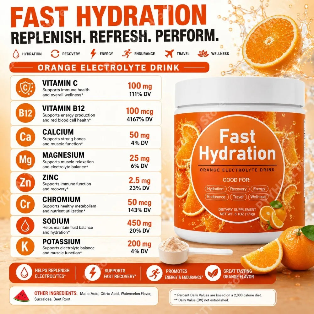 FreestyleCrown Watermelon Electrolyte Drink Powder with Sodium Potassium Magnesium Calcium Vitamin C B12 30 Servings Daily Hydration Support