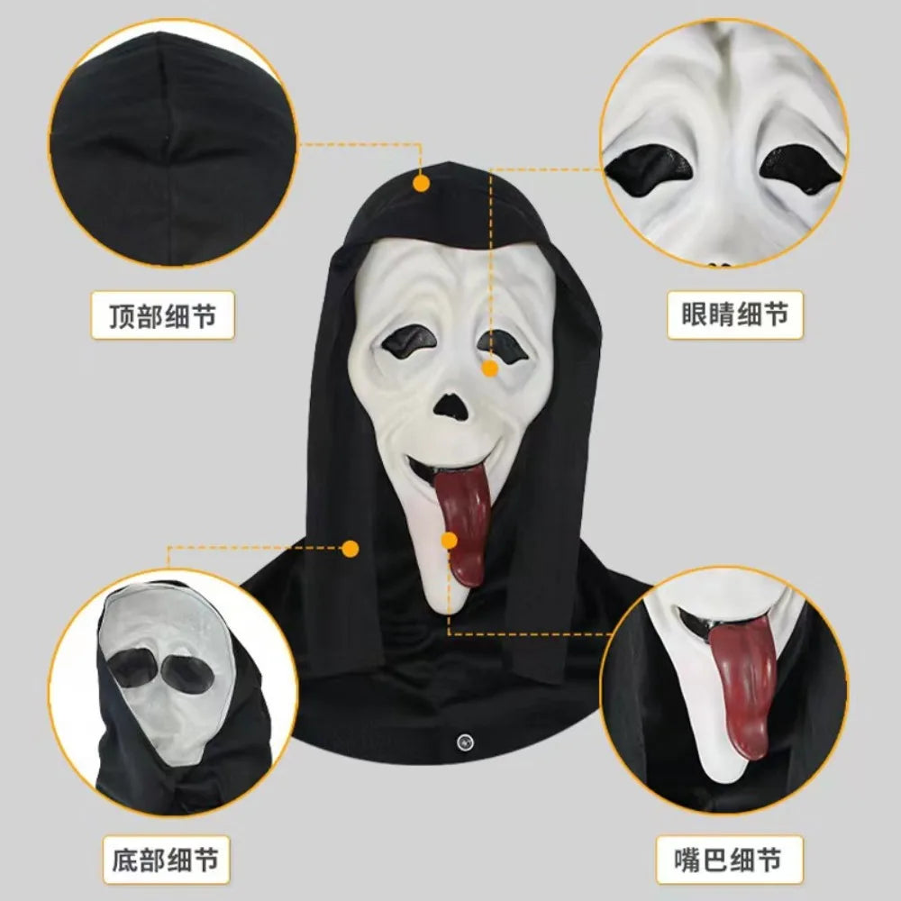 FreestyleCrown Halloween Cosplay Screaming Horror Props Mask, Breathable Skeleton Mask Horror Party Halloween Role-Playing Props