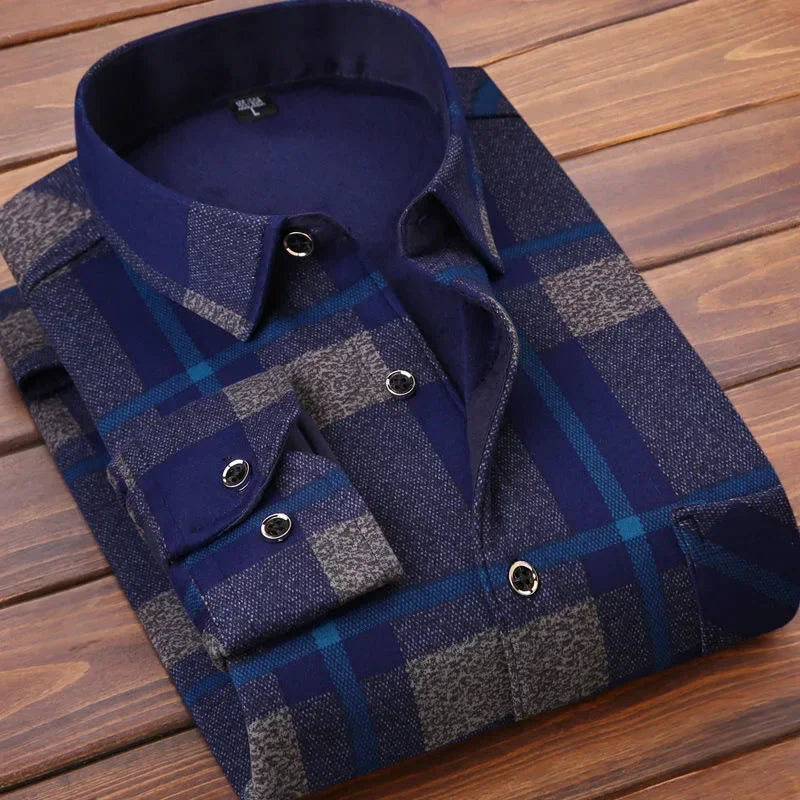 FreestyleCrown Mens Casual Plaid Flannel Shirt