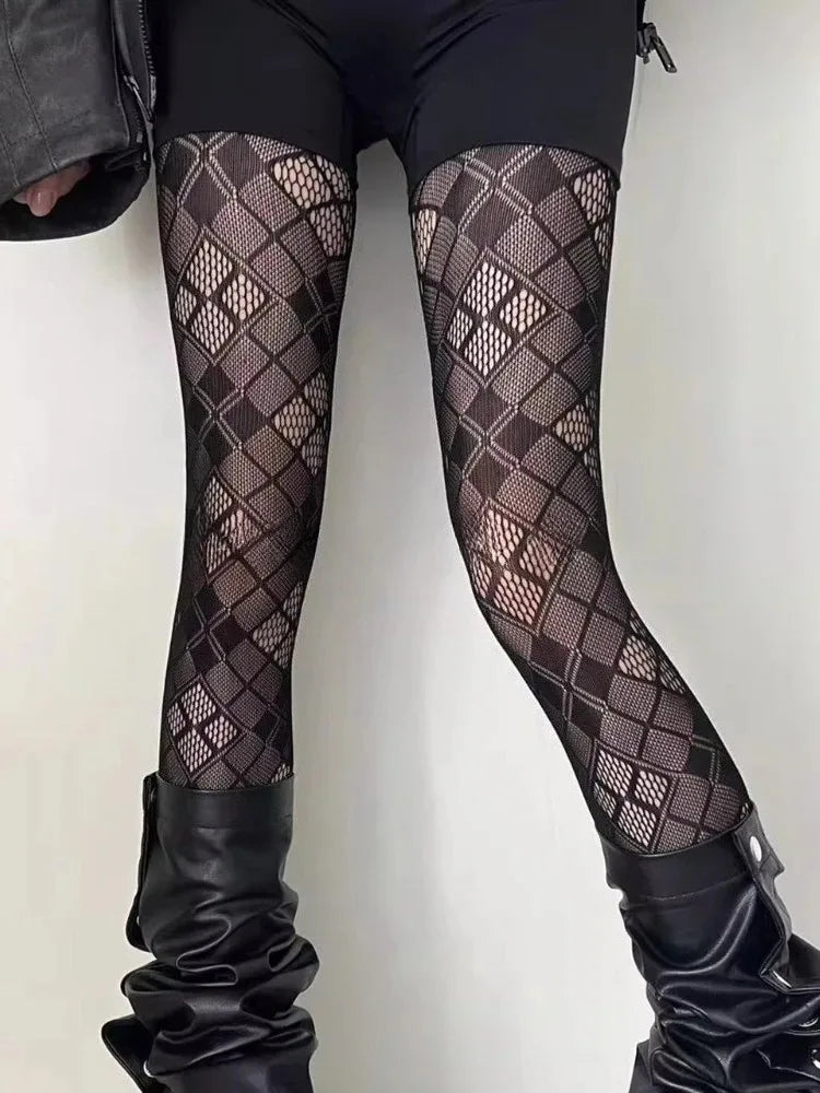 FreestyleCrown Black Grid Fishnet Tights