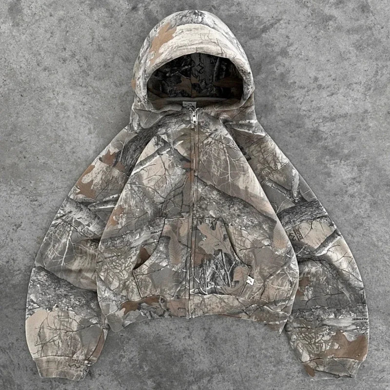 FreestyleCrown Y2K Retro Camo Zip Hoodie