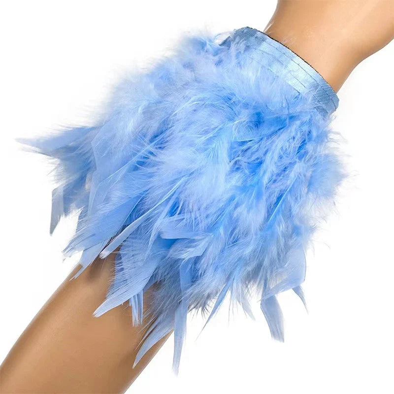 FreestyleCrown Colorful Feather Wristbands Popular Accessories Feather Cuff Decoration Dance Holiday Party Carnival Supplies Shooting Props