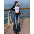 FreestyleCrown Womens Y2K High Waist Flared Jeans