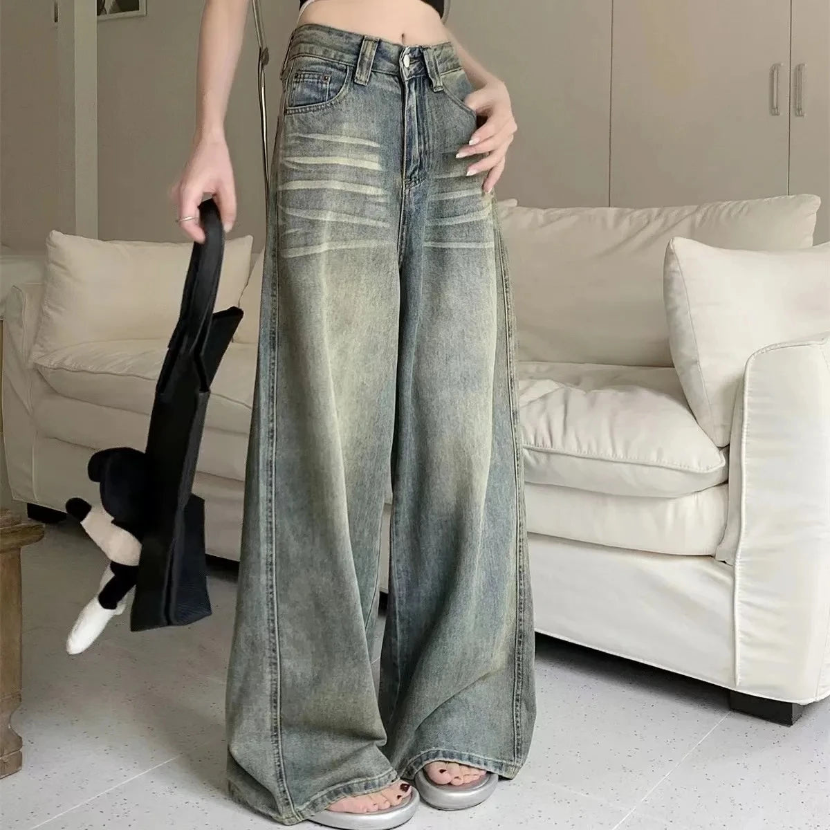 FreestyleCrown Womens Y2K Loose Straight Jeans