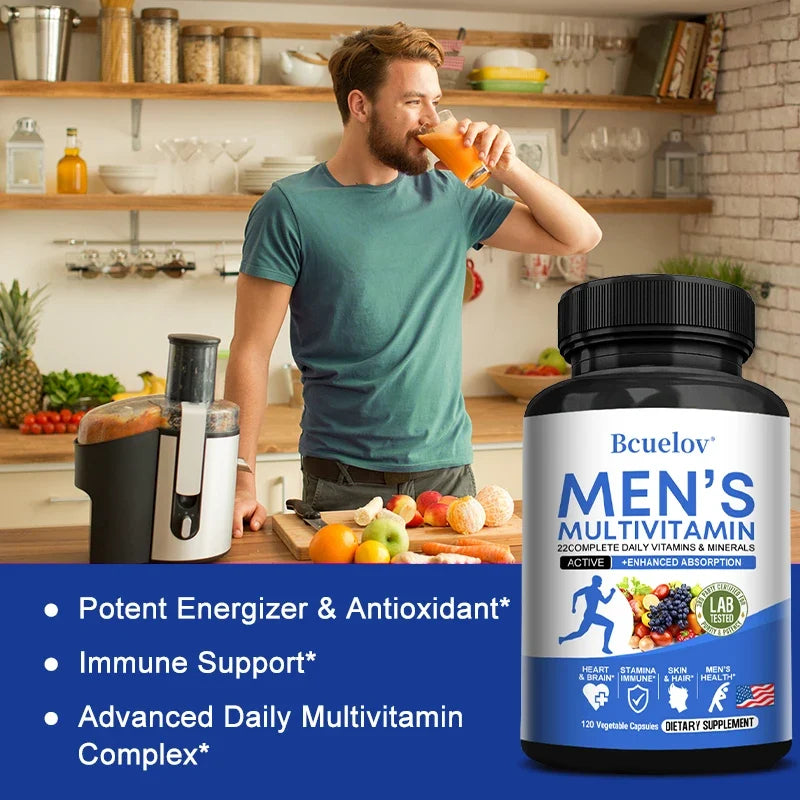 FreestyleCrown Multivitamin for Men - Daily Multivitamin for Energy, Focus & Brain, Men's Health Complex, Non-GMO120 , 120 Vegetarian Capsules
