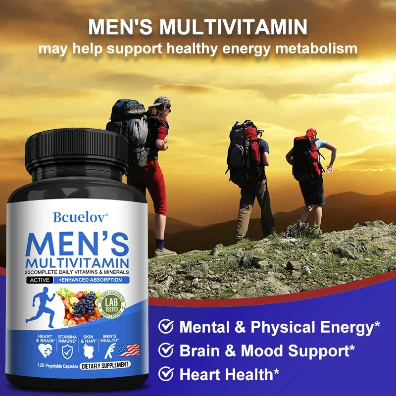 FreestyleCrown Multivitamin for Men - Daily Multivitamin for Energy, Focus & Brain, Men's Health Complex, Non-GMO120 , 120 Vegetarian Capsules