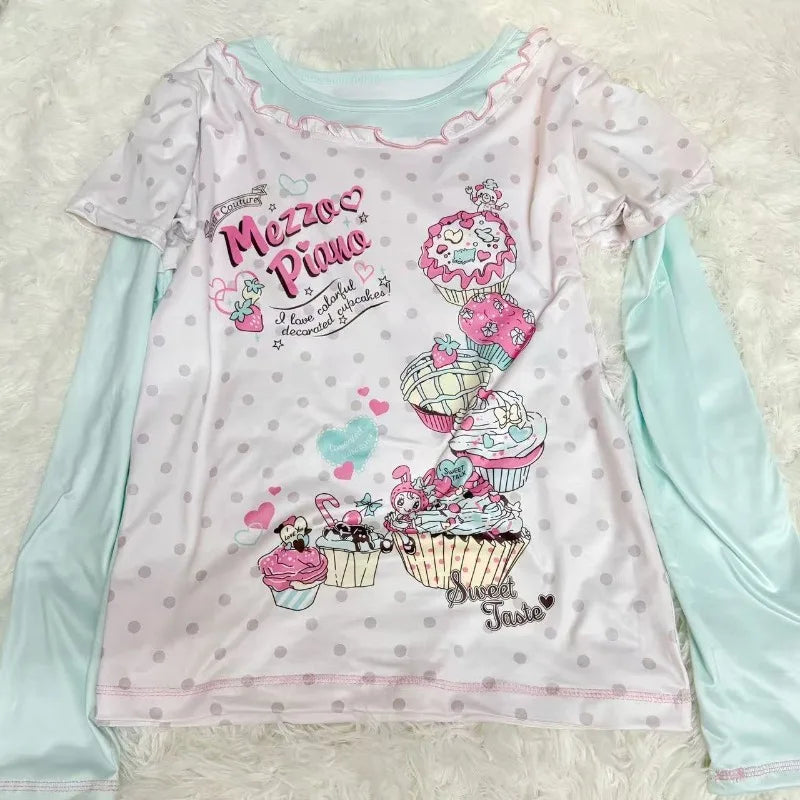 FreestyleCrown Womens Japanese Polka Dot Kawaii Tee