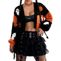 FreestyleCrown Halloween Pumpkin Knit Cardigan