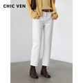FreestyleCrown Womens White High Waisted Slim Jeans