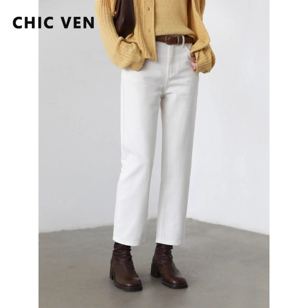 FreestyleCrown Womens White High Waisted Slim Jeans