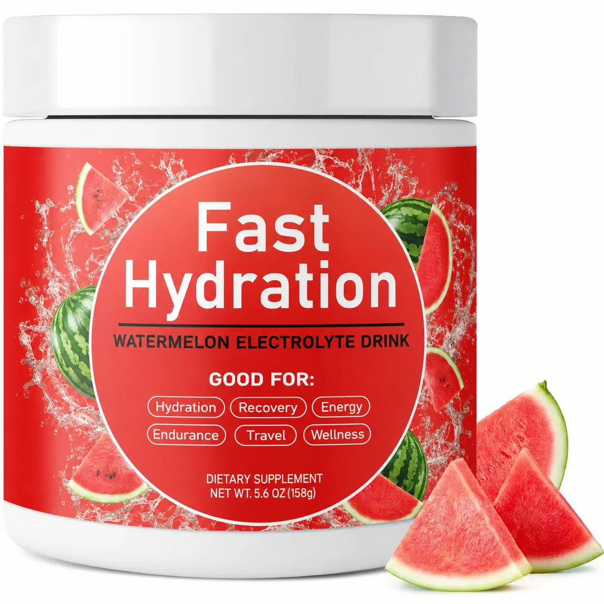 FreestyleCrown Watermelon Electrolyte Drink Powder with Sodium Potassium Magnesium Calcium Vitamin C B12 30 Servings Daily Hydration Support