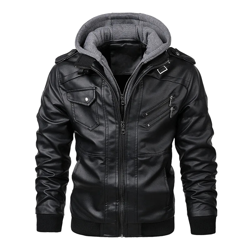 FreestyleCrown Mens PU Leather Biker Jacket