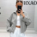 FreestyleCrown Womens Plaid Bomber Jacket