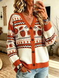 FreestyleCrown Pumpkin Print Striped Cardigan