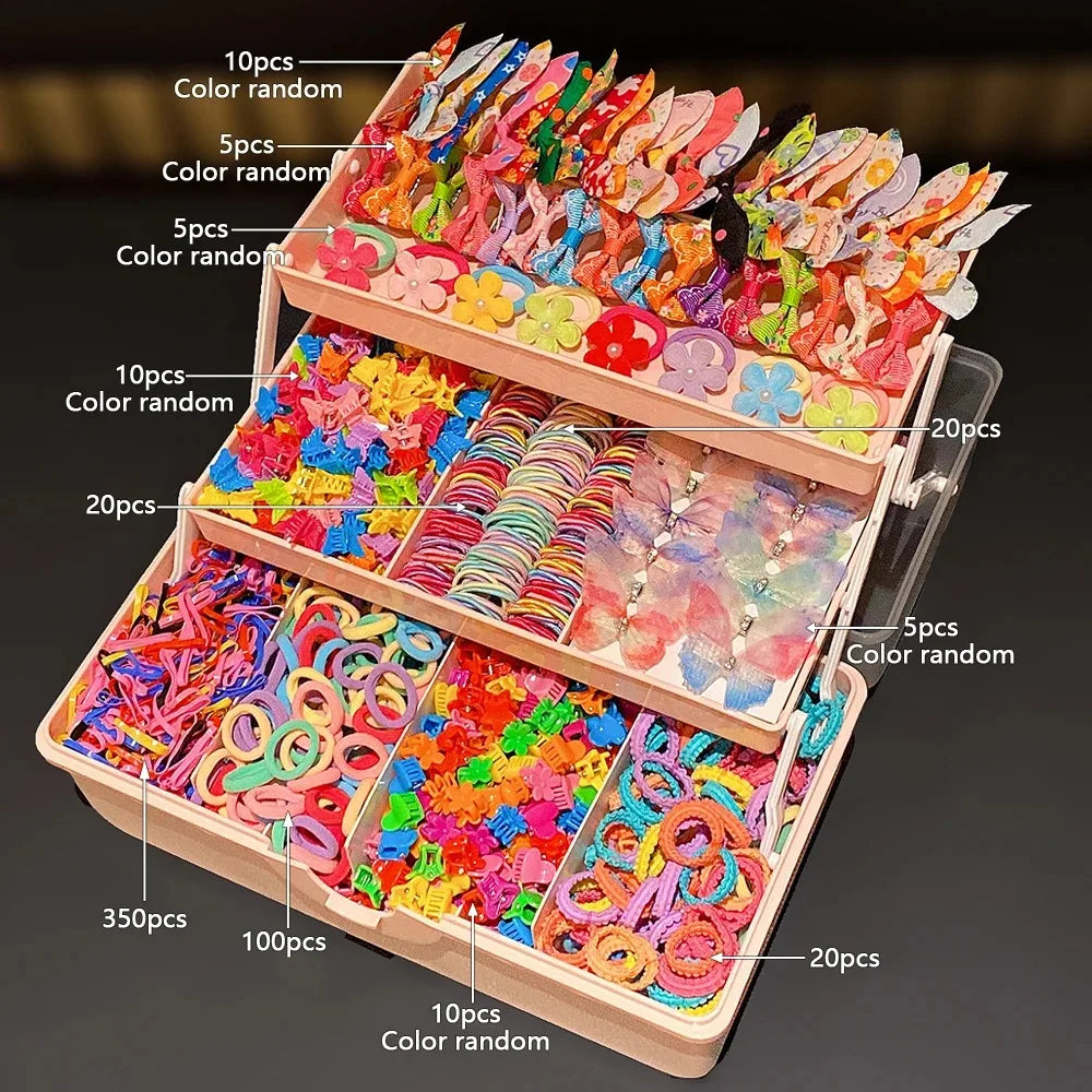 FreestyleCrown 555 Sets of colorful Hair Accessories, Perfect for Girls’ Everyday Outfits and Festive Gatherings.
