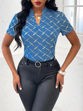 FreestyleCrown Womens Geometric Office Blouse