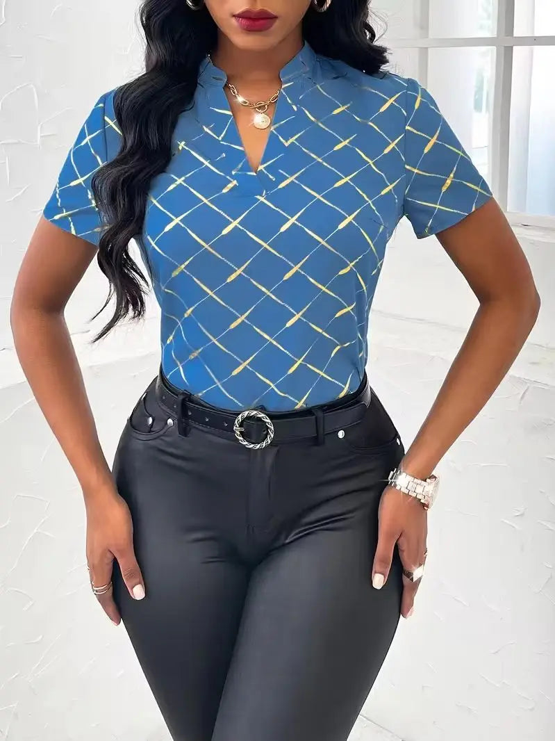 FreestyleCrown Womens Geometric Office Blouse