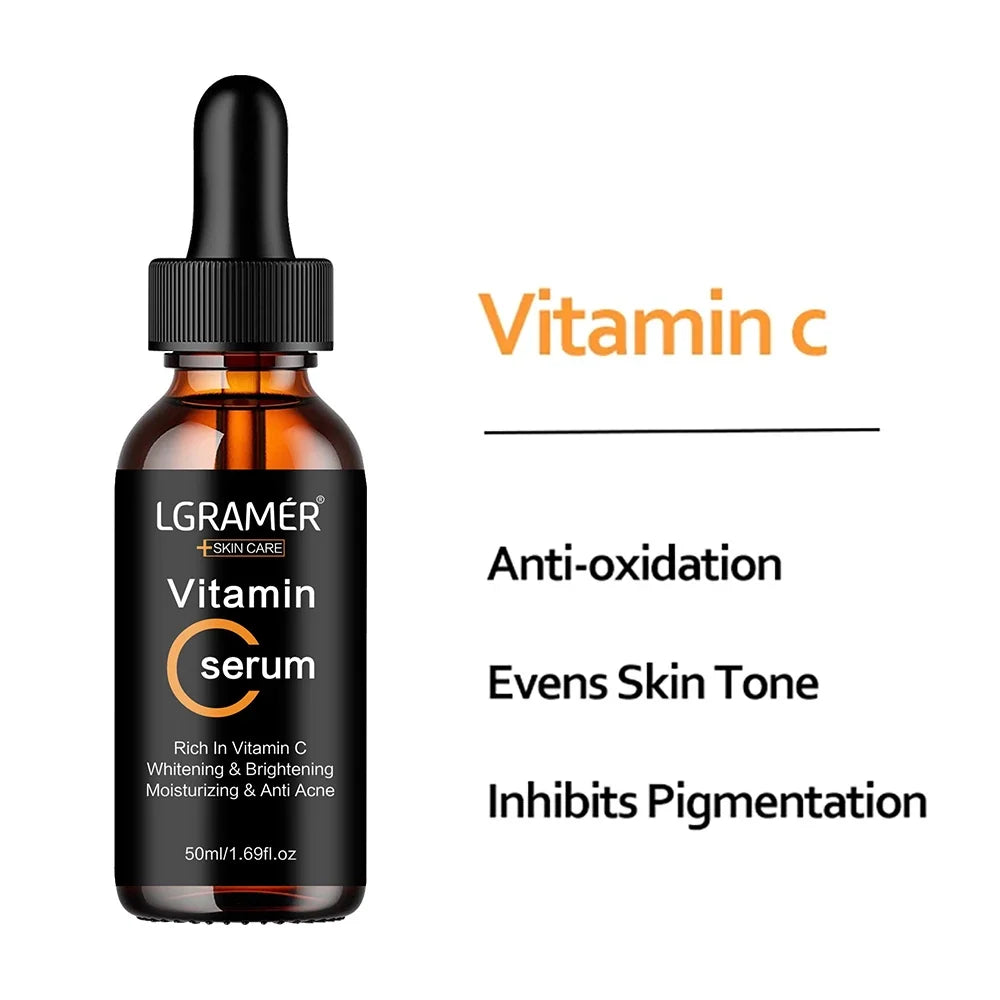 FreestyleCrown Skincare Products Vitamin C Facial Serum Brighten Skin Lighten Spots Hyaluronic Acid Face Essence Skin Care Products 30/50ml